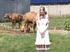 Nadia Asian Nymphet Is Sexy Country Girl Taking Care Of Cows
