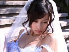Beautiful Asian Bride Teasingly Pushing On Her Plump Boobs