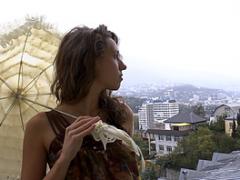 Very Charming Fresh Girl Have A Great Time On Wide Balcony While Enjoying Freedom And