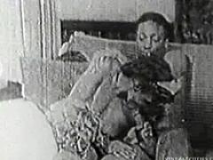 Vintage Interracial Movie With A White Girl Wrapping Her Lips Around A Big Black Cock