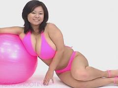 Japanese Model With Monster Tits In Pink Bikini