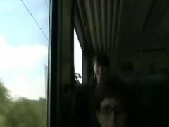 Horny Female Exhibitionist Masturbating In A Suburban Train
