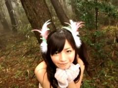 Reimi Tachibana In White Dress And Gloves Wanders In The Woods
