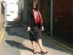Sexy Businesswoman Jackie Starts By Tempting You With Her High Heels Out In The Street. A