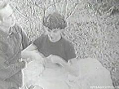Vintage Video Of A Couple Having Good Time Fucking On A Picnic And The Girl Just Can