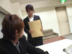 Oriental Secretary In Glasses Gets Rammed In The Japanese Office