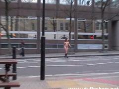 Nude In London And Exhibitionist Coed Flashing Tits And Puss...