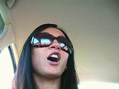 Sexy Dark Haired Lexxy In Car Relaxes Before Her Photoshoot