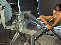 Evi Fox Natural Tits Brunette Is Fucked By Different Machine...