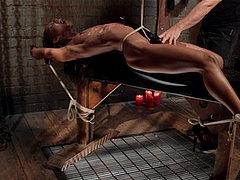 Marie Luv Ebony Babe In Tight Rope Bondage Is Made To Cum