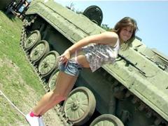 Sweet Teenager Pleasing Her Tight Pussy In Front Of A Tank