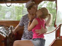 Teenage Blondie Releasing Her Sticky Pussyjuice On A Boat