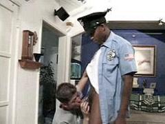 Black Cop Offering His Cock For A Mouth-Inspection.