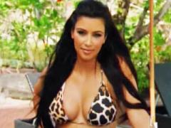 Celebrity Babe Kim Kardashian Caresses Her Huge Breasts In B...