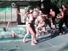 Horny Seventies Party People Going Wild In A Swimmingpool