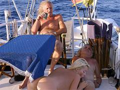 Blonde Beauty Enjoys Two Senior Erections On Their Yacht