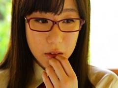Hino Mai Asian With Specs Enjoys Candy After Her Ballet Exercises