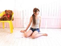 Kana-Chan Asian In Short Jeans And Top Licks Ice Cream And Plays