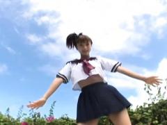 Aki Hoshino Asian In Sailor Girl Uniform Plays With Legs In Water