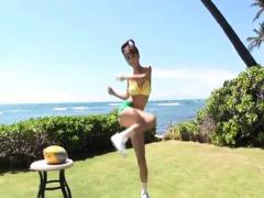 Aki Hoshino Asian In Bra And Short Pants Does Outdoor Sport