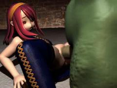 Green-skinned Monster Slams His Enormous Dong Into Petite Redhead’s Smooth Slit