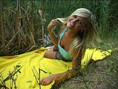 Perfect Blonde Teenager Toying Her Virgin Pussy In Nature
