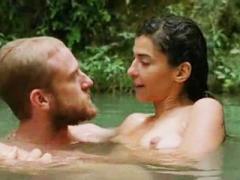 Celebrity Babe Lubna Azabal Exposes Bare Tits While Swimming...