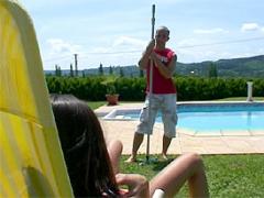 Naughty Teenie Girl Loves To Play The Poolboy With Her Slit