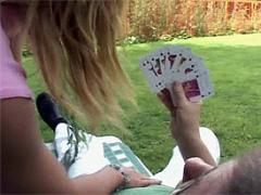 Old Man Is Playing A Cardgame Before He Fucks A Hot Girl